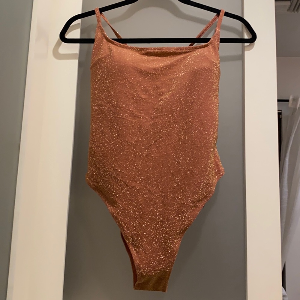 NWT! H&M Dust Pink Glitter One Piece Bathing Suit
